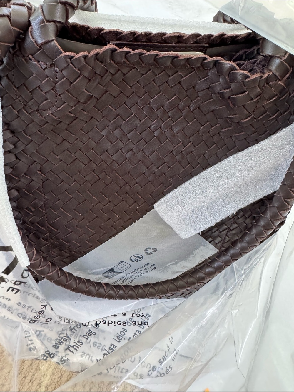 NWT Madewell Leather The Lexington Small Woven Tote In Coffee Bean - Picture 7 of 10
